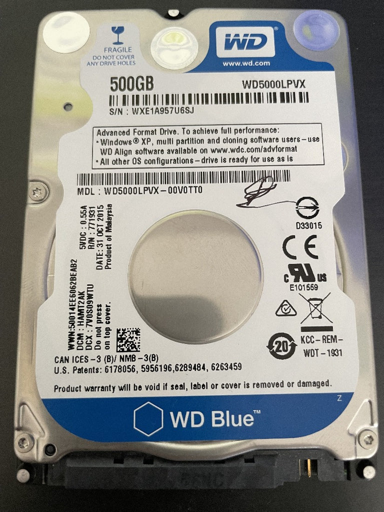 Hard disk WD 500 GB WD5000LPVX-00V0TT0 usato